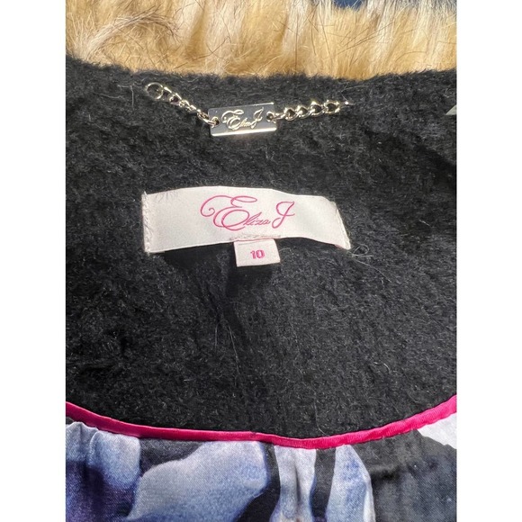 Eliza J - Belted Brushed Wool Blend with Faux Fur Trim - Size 10 - Picture 6 of 8